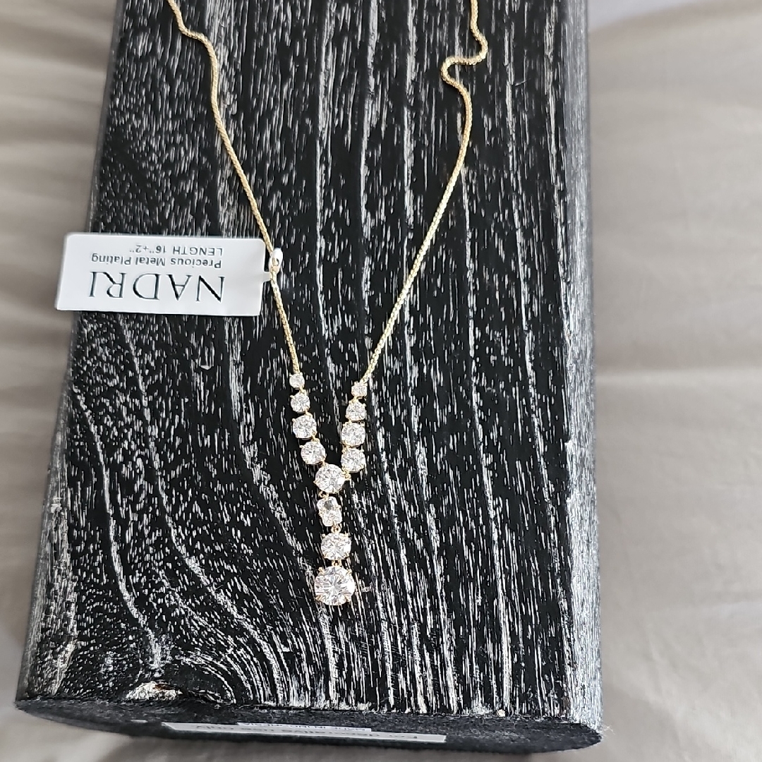 Nadri Gold Crystal V-Drop Necklace 58$